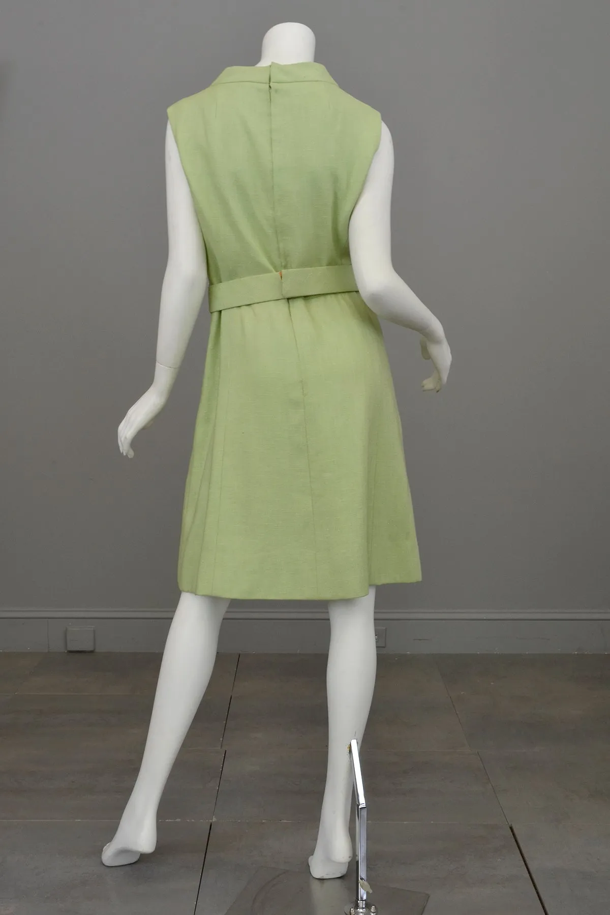 1960s Citrus Lime Green Crystal Buttons Retro Dress by Adele Simpson