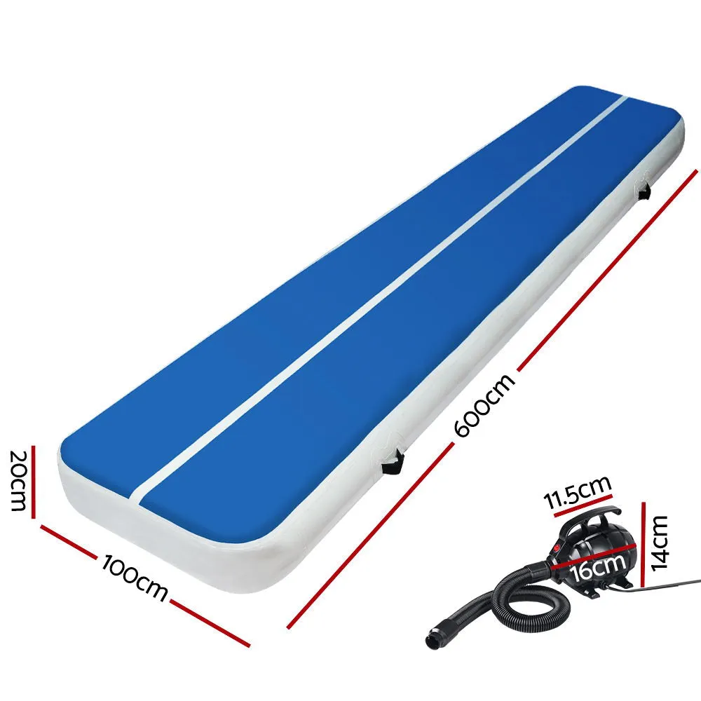 6M Inflatable Air Track Mat 20CM Thick with Pump | Everfit