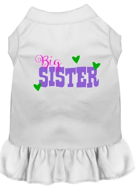 Big Sister Screen Print Dog Dress White Med