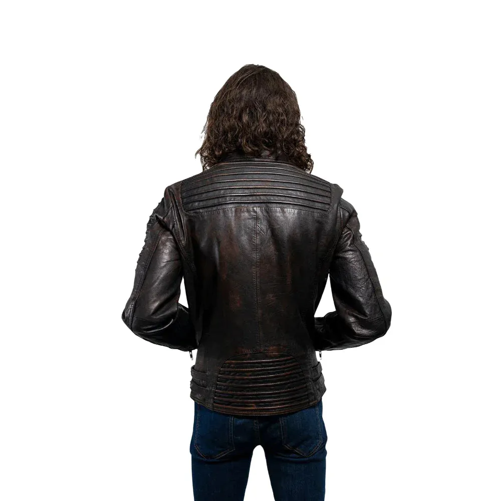 Brooklyn Mens Lambskin Leather Jacket Black Cognac