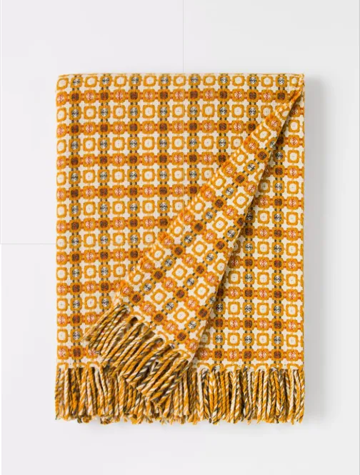 Burel Vintage Throw Light Grey-Mustard