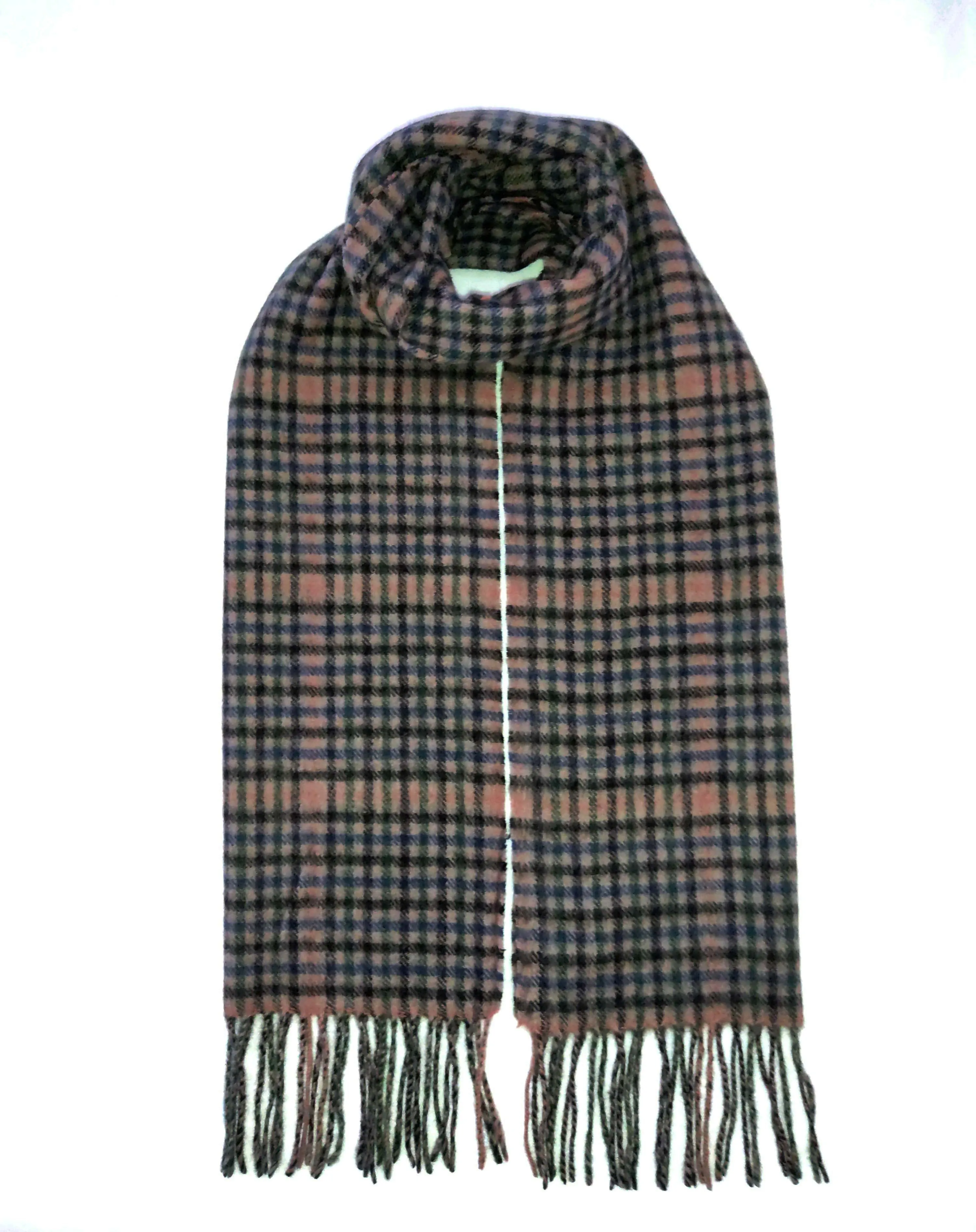 Camel/Brown Check Lambswool Check Scarf