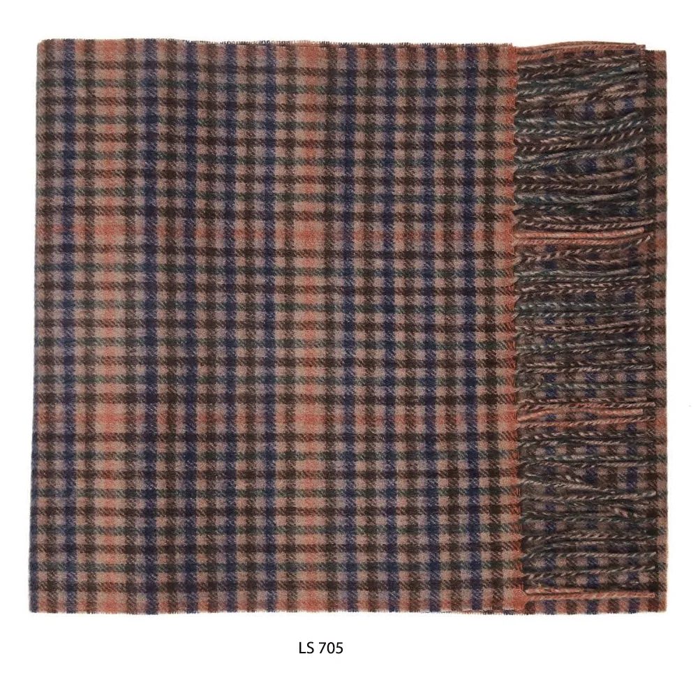 Camel/Brown Check Lambswool Check Scarf