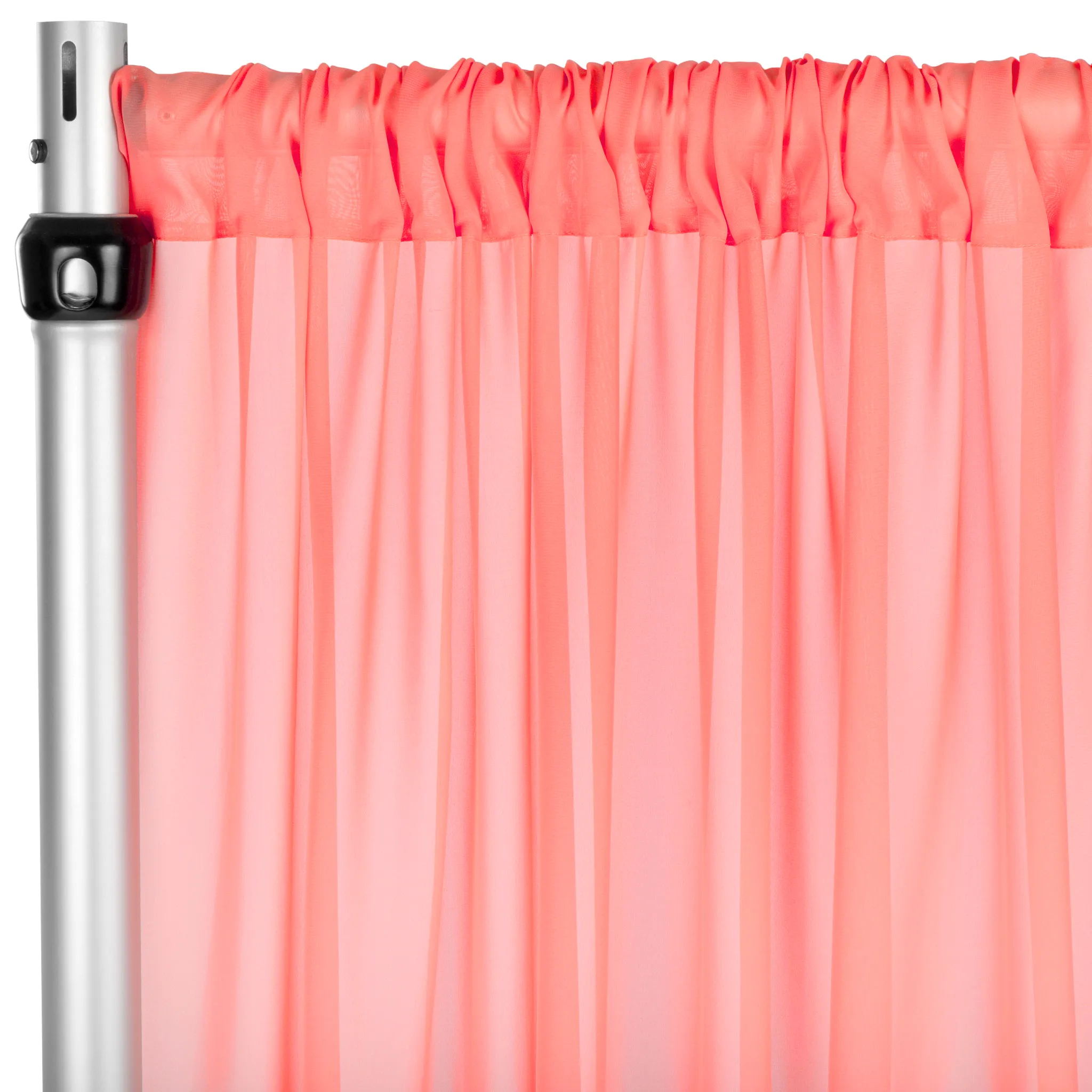 Chiffon Curtain Drape 12ft H x 58" W Panel - Coral