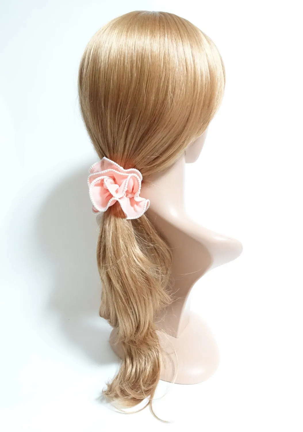 Chiffon Scrunchie Thread Trim Hair scrunchy Women Hair Tie Accessory scrunchies