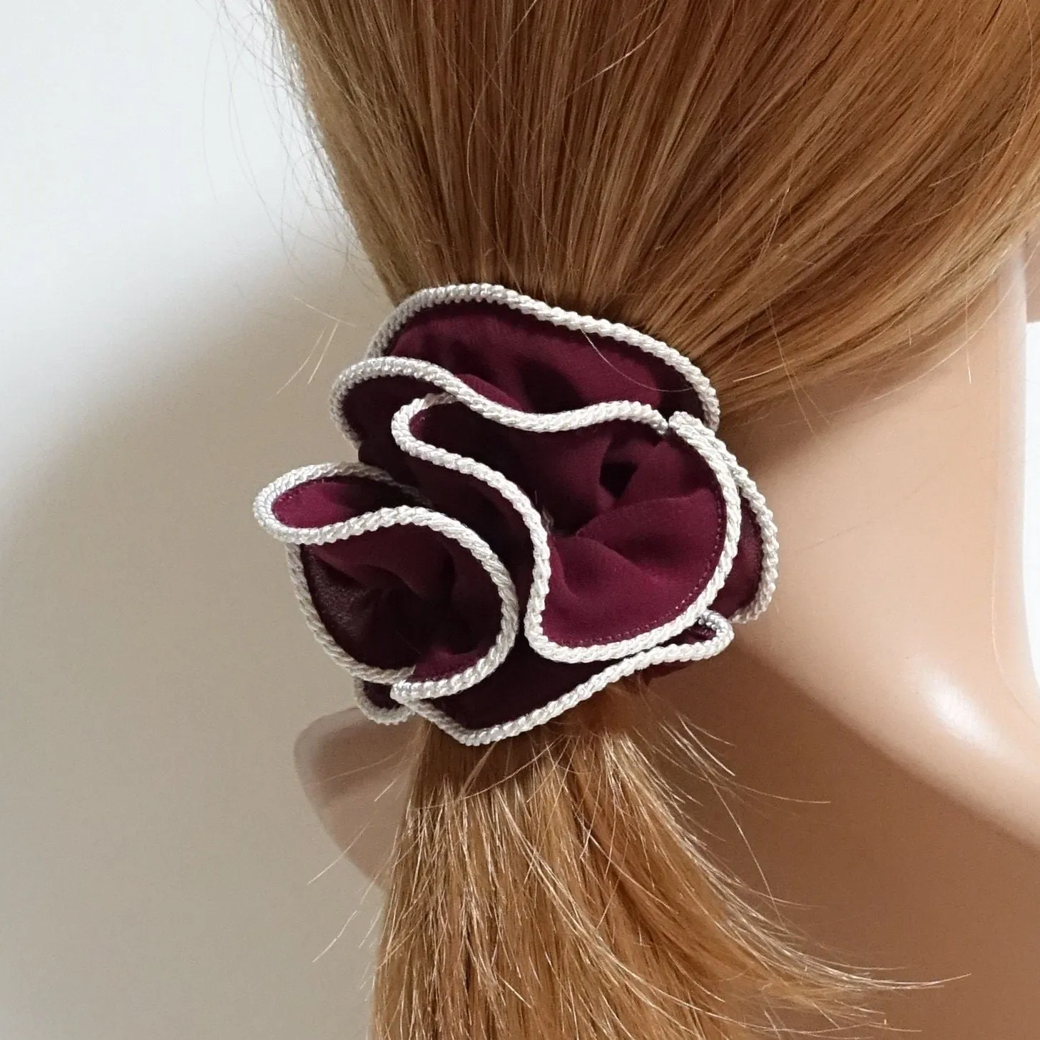 Chiffon Scrunchie Thread Trim Hair scrunchy Women Hair Tie Accessory scrunchies