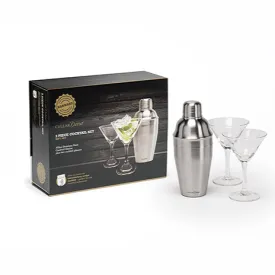 Cocktail Shaker with Traditional Cocktail Glasses