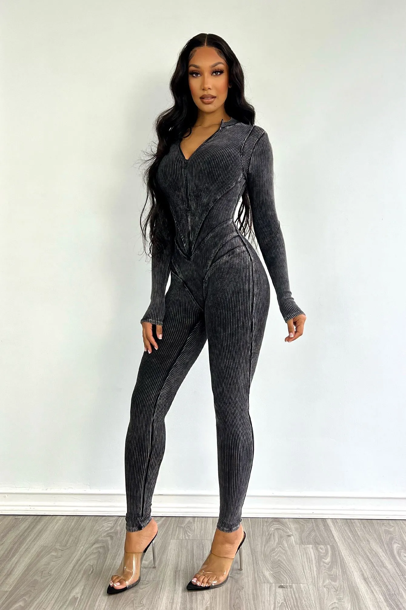 Fallon Mineral Washed Stitch Out Jumpsuit