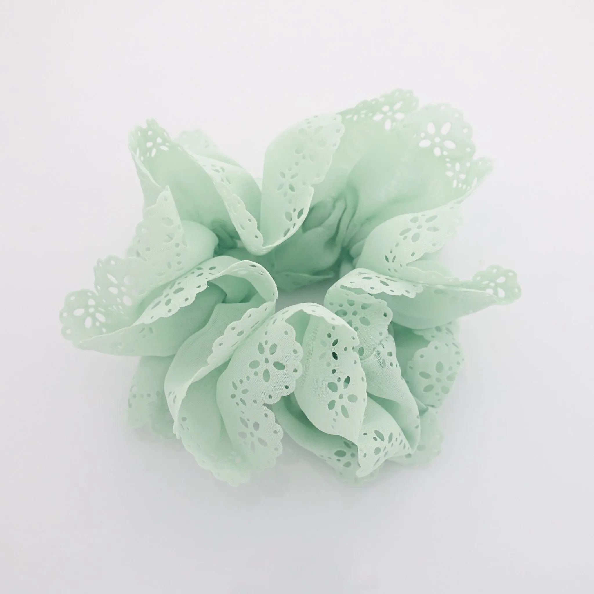 Floral Lace petal hair elastic edge chiffon scrunchies