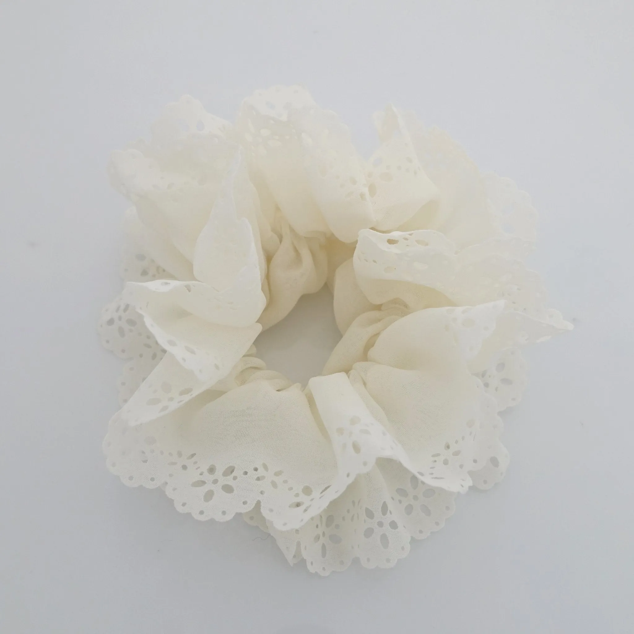 Floral Lace petal hair elastic edge chiffon scrunchies