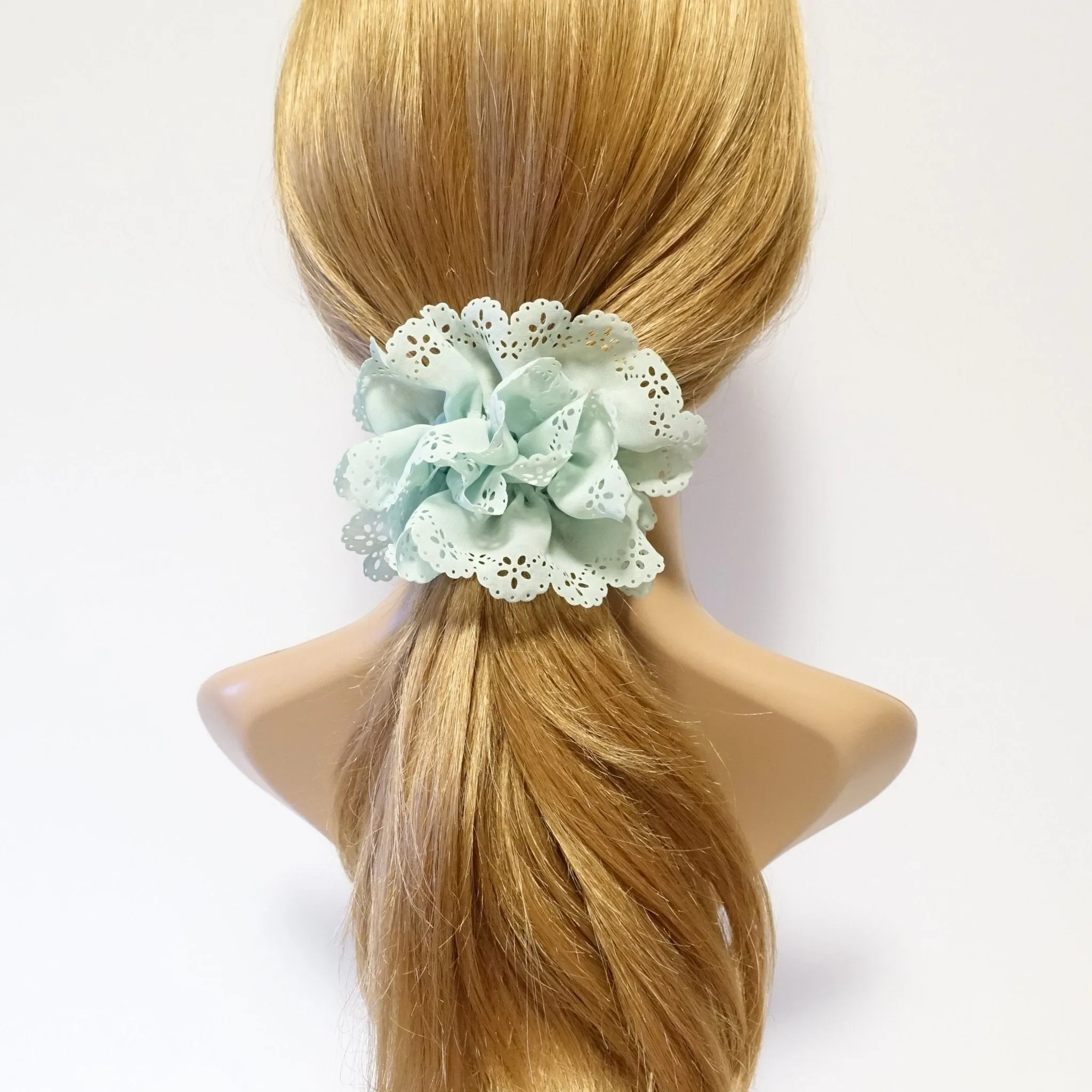 Floral Lace petal hair elastic edge chiffon scrunchies