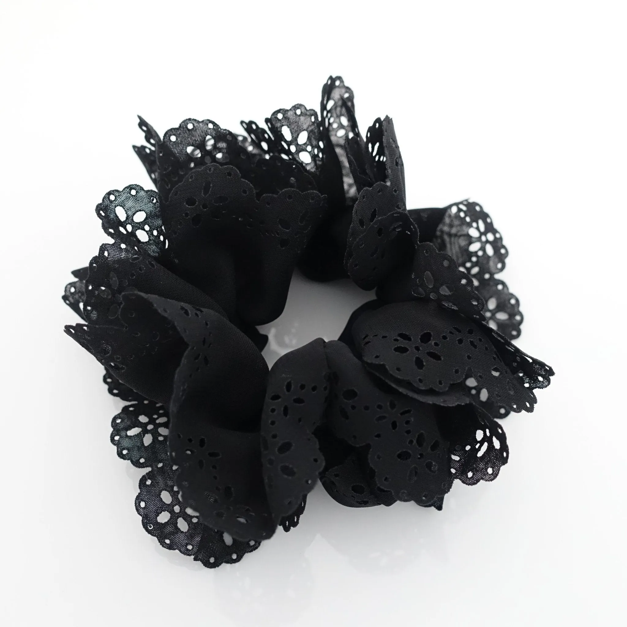 Floral Lace petal hair elastic edge chiffon scrunchies