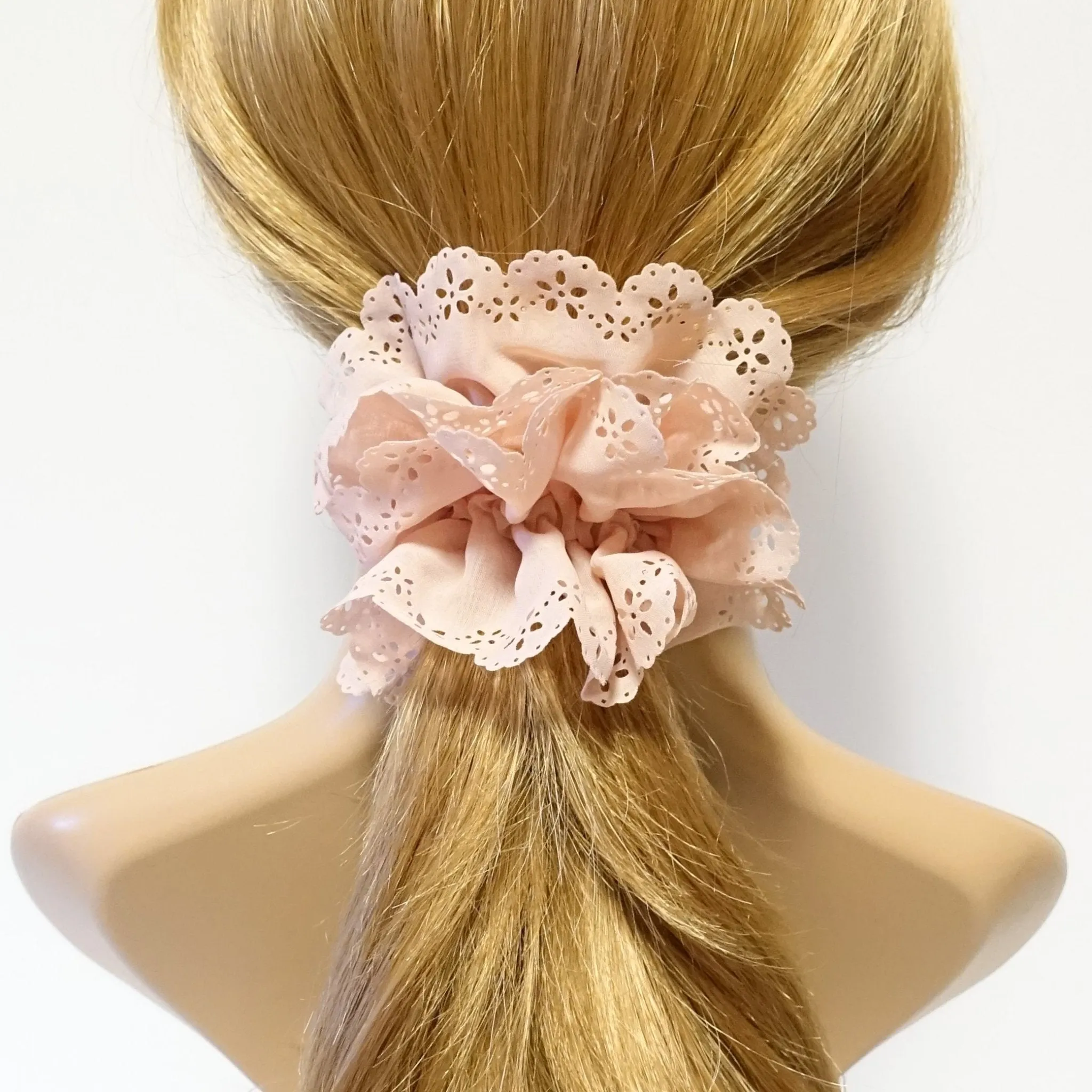 Floral Lace petal hair elastic edge chiffon scrunchies