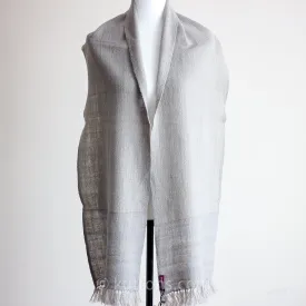 Handwoven Woolen Scarf - Naturally-Dyed with Haritaki (Harada) Herb | Gray, 12x74"