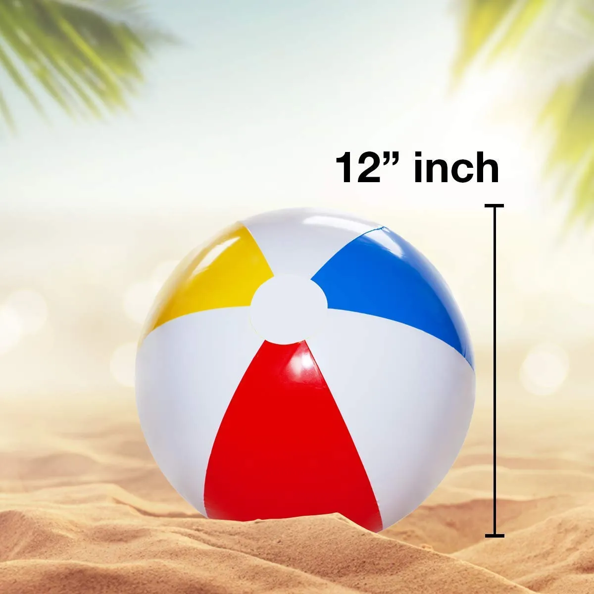 Kicko 12 Pack - 12 Inch Inflatable Beach Balls - Rainbow Colored Beachballs - for Swimming