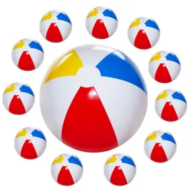 Kicko 12 Pack - 12 Inch Inflatable Beach Balls - Rainbow Colored Beachballs - for Swimming