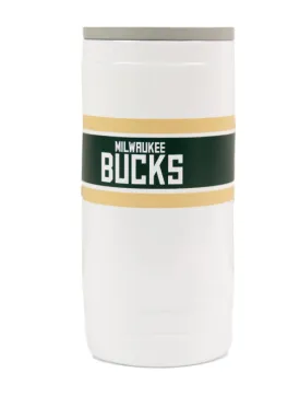 Logo Brands Coolie Stripe White Milwaukee Bucks Slim Can Cooler