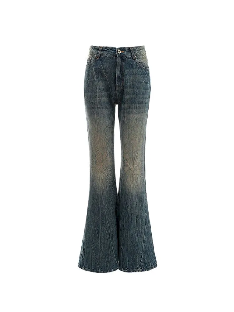 Low Waisted Denim Flared Pants【s0000010642】