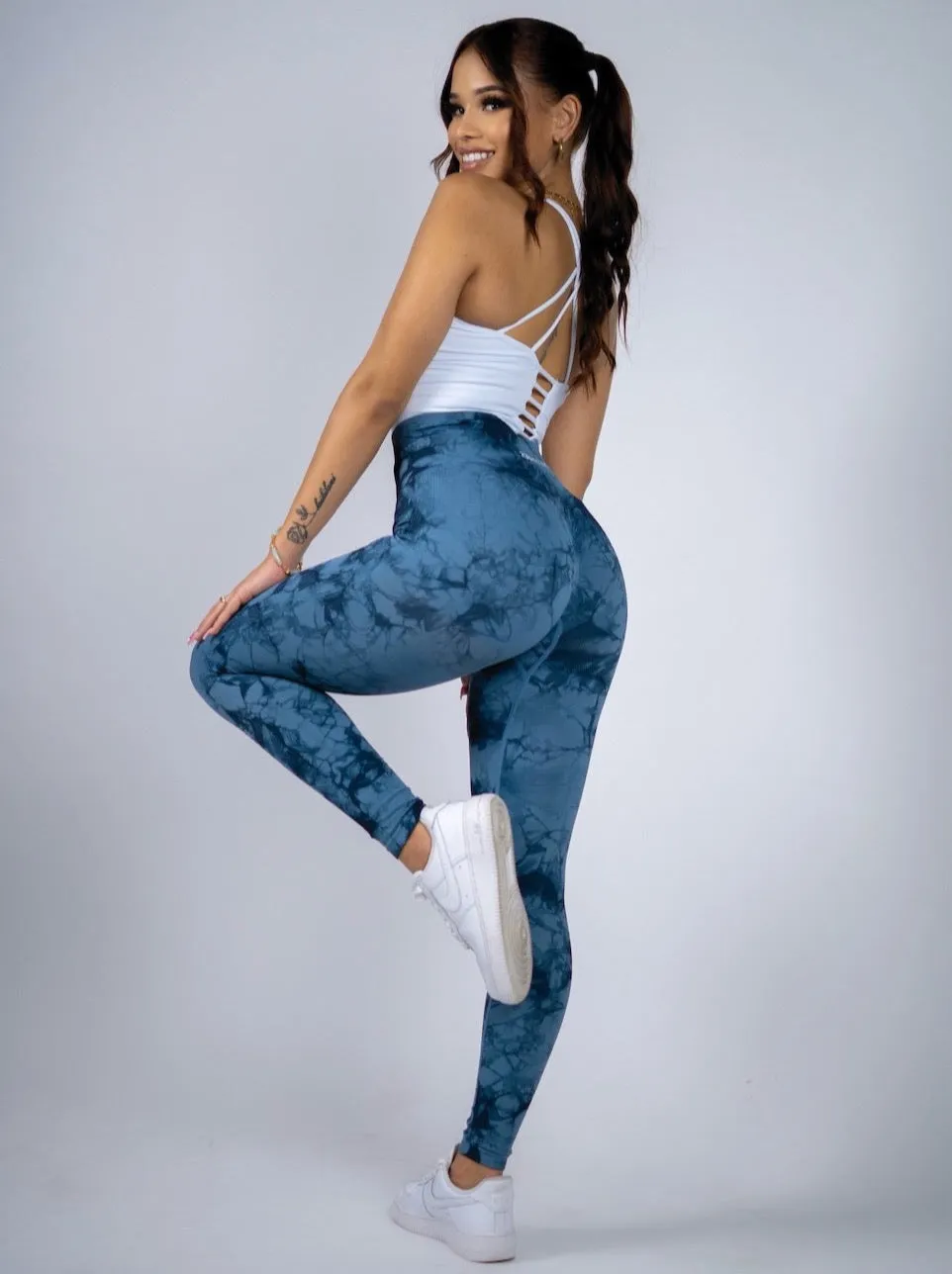 Marble Leggings in Navy Blue