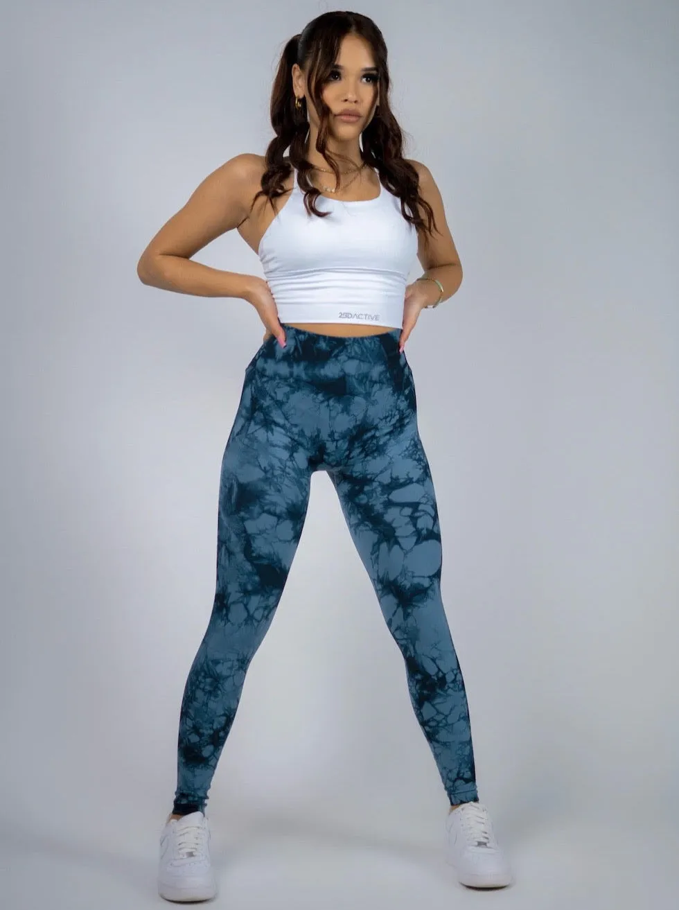 Marble Leggings in Navy Blue