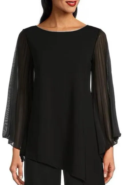 Marina Chiffon Sleeve Boat Neck Scuba Crepe Top