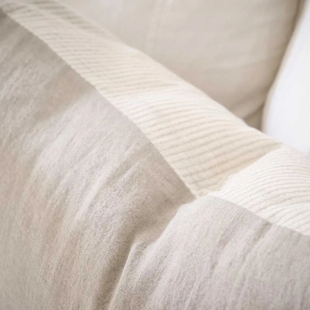 Marina Reversible Pillowcase Set - Natural w' Natural Stripe