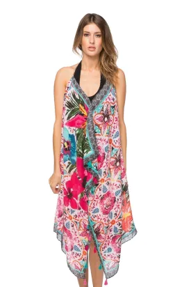 Maxi Tassel Dress in Vivid Paradise Print