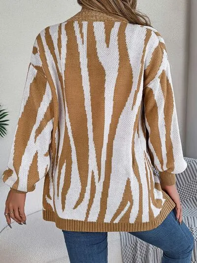 Open Front Animal Print Cardigan