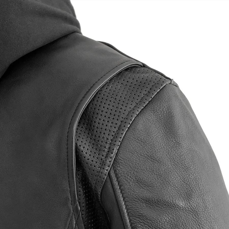 Open Road Men's Hooded Leather Motorcycle Jacket