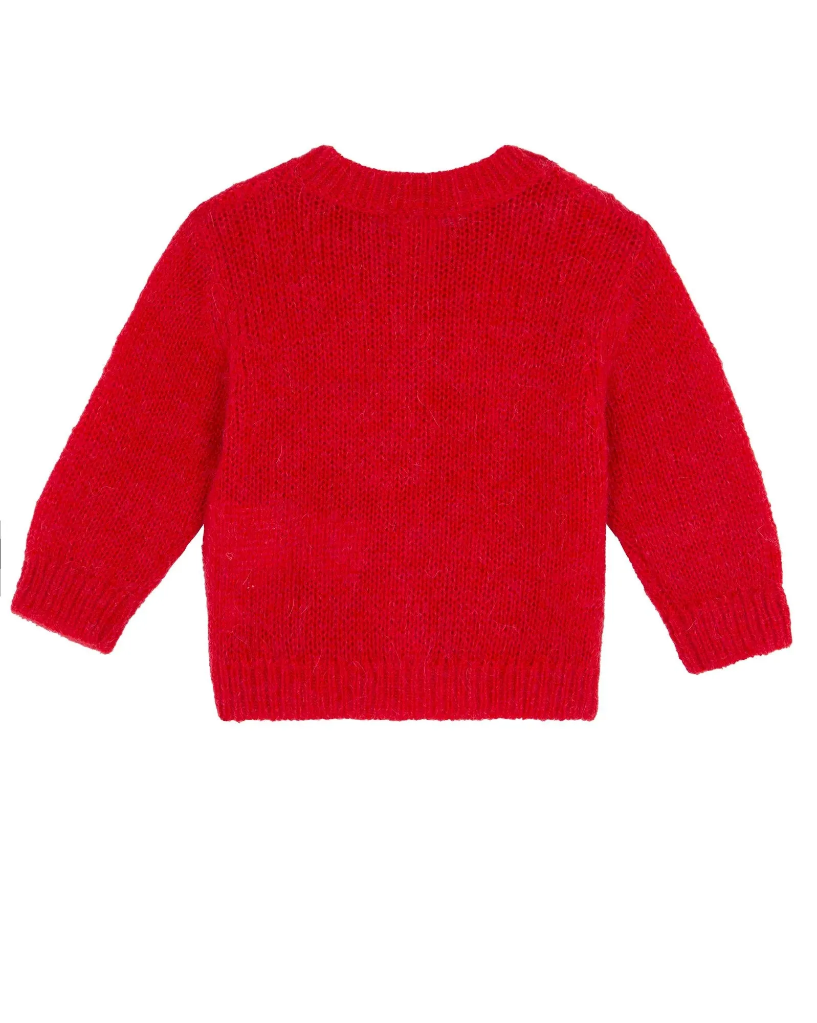 Openwork Knit Cardigan in Rouge Lutin