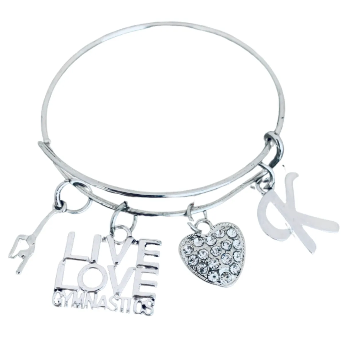 Personalized Gymnastics Live Love Bangle Bracelet