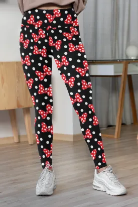 Polka Dot With Bows Women's Leggings