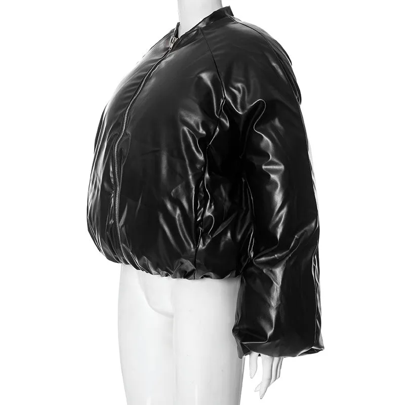 Pre Order:  Vegan Leather Cotton Fill Jacket