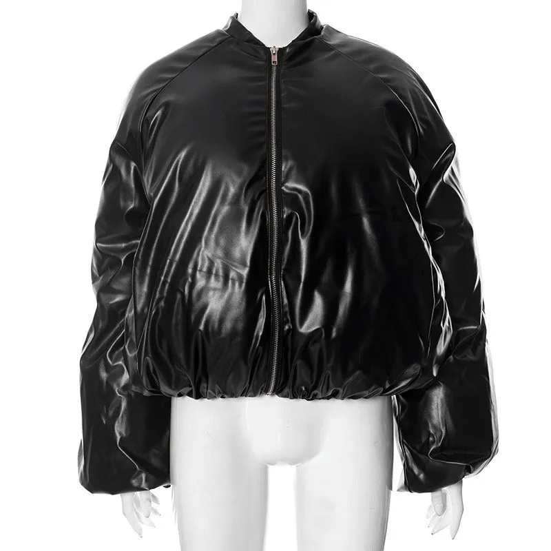 Pre Order:  Vegan Leather Cotton Fill Jacket