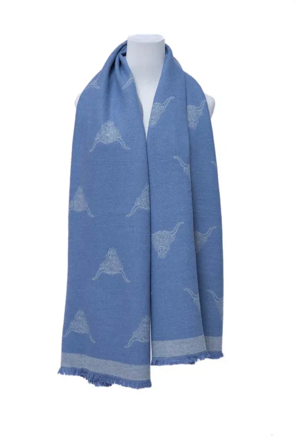 Supersoft Cow Scarf (Blue/Grey)