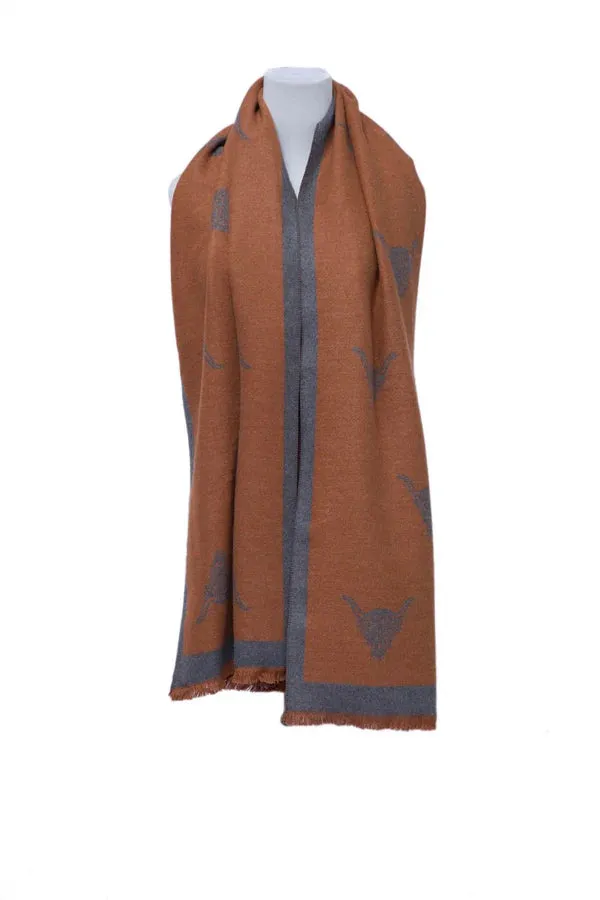 Supersoft Cow Scarf (Brown/Grey)