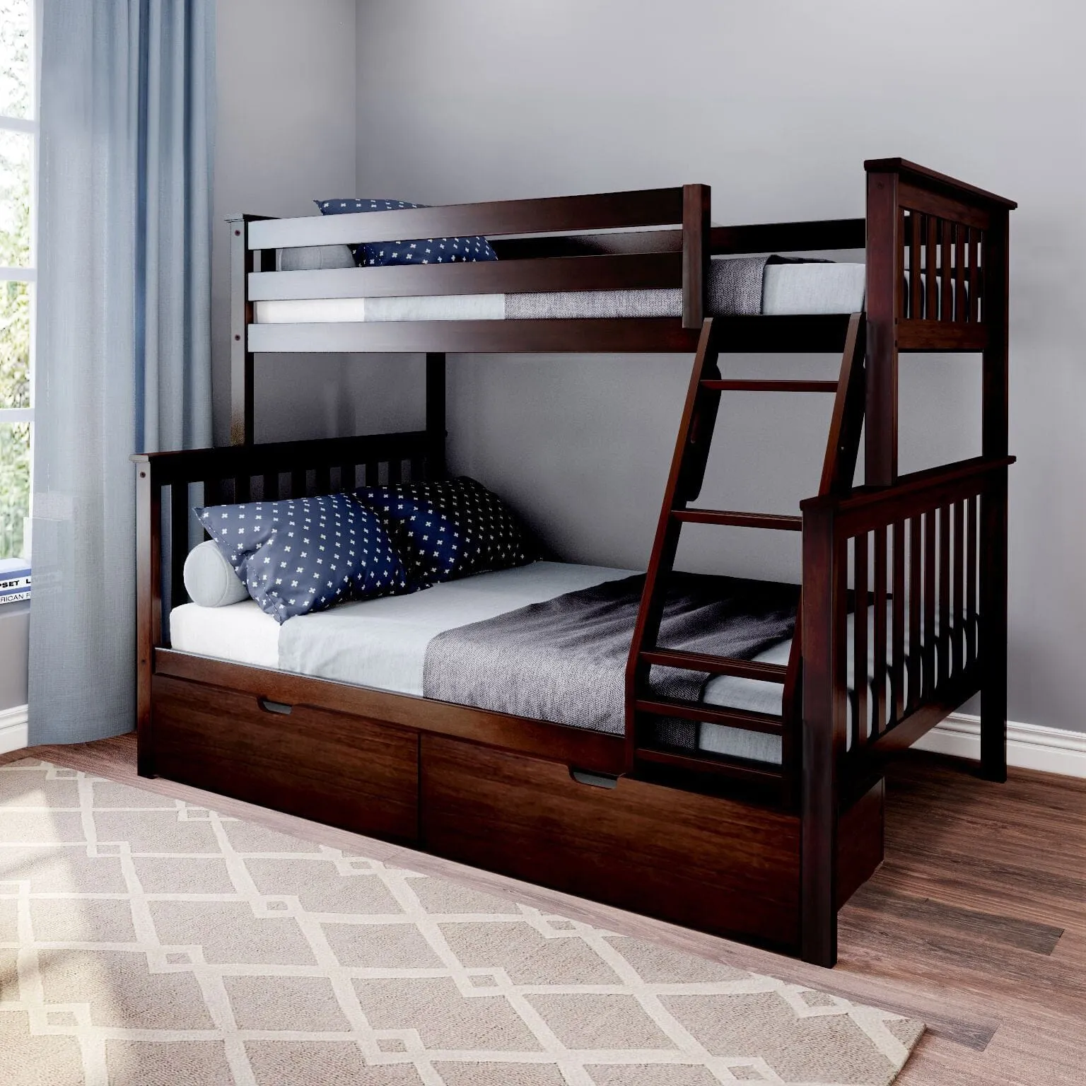 Twin Over Full Bunk Bed With Storage Drawers