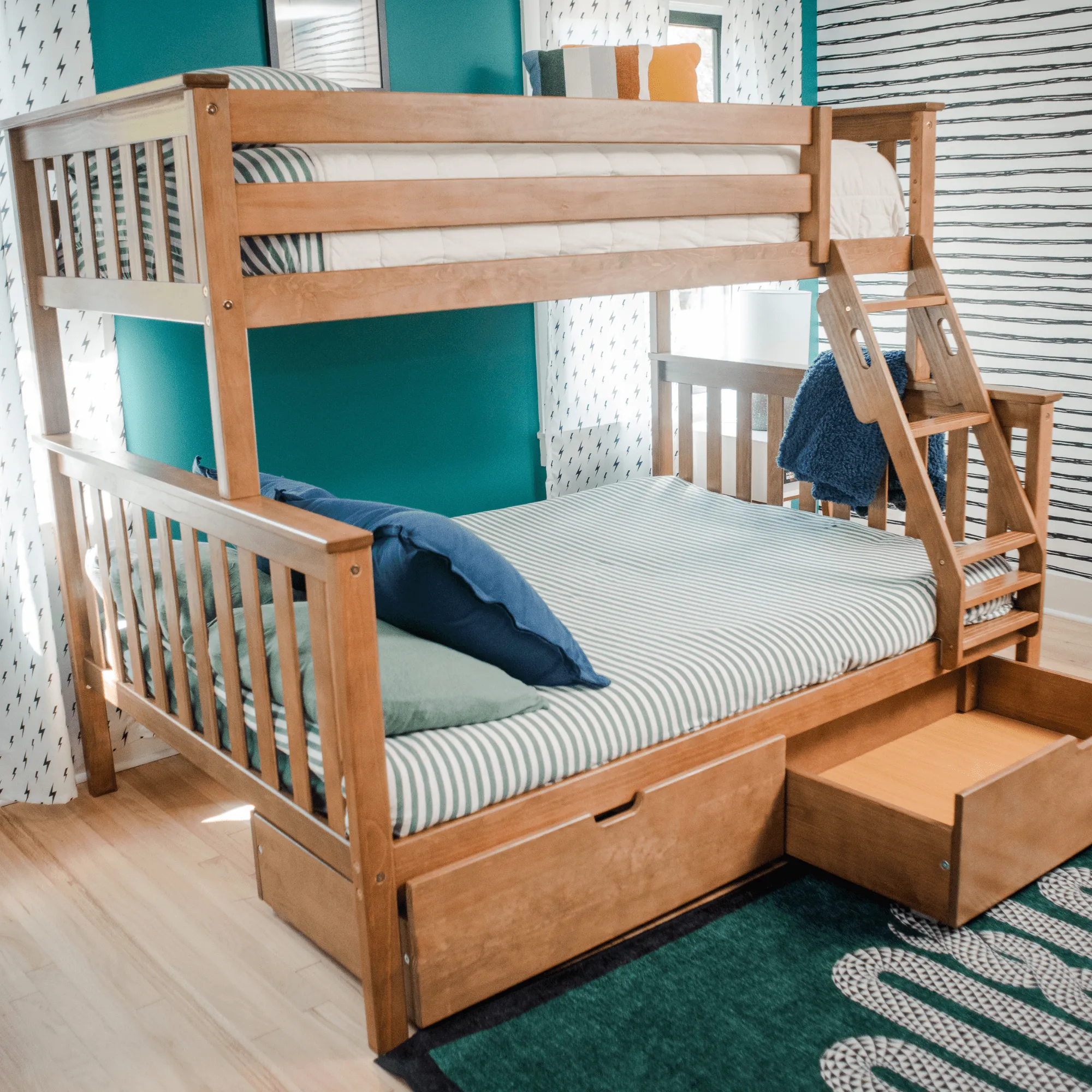 Twin Over Full Bunk Bed With Storage Drawers