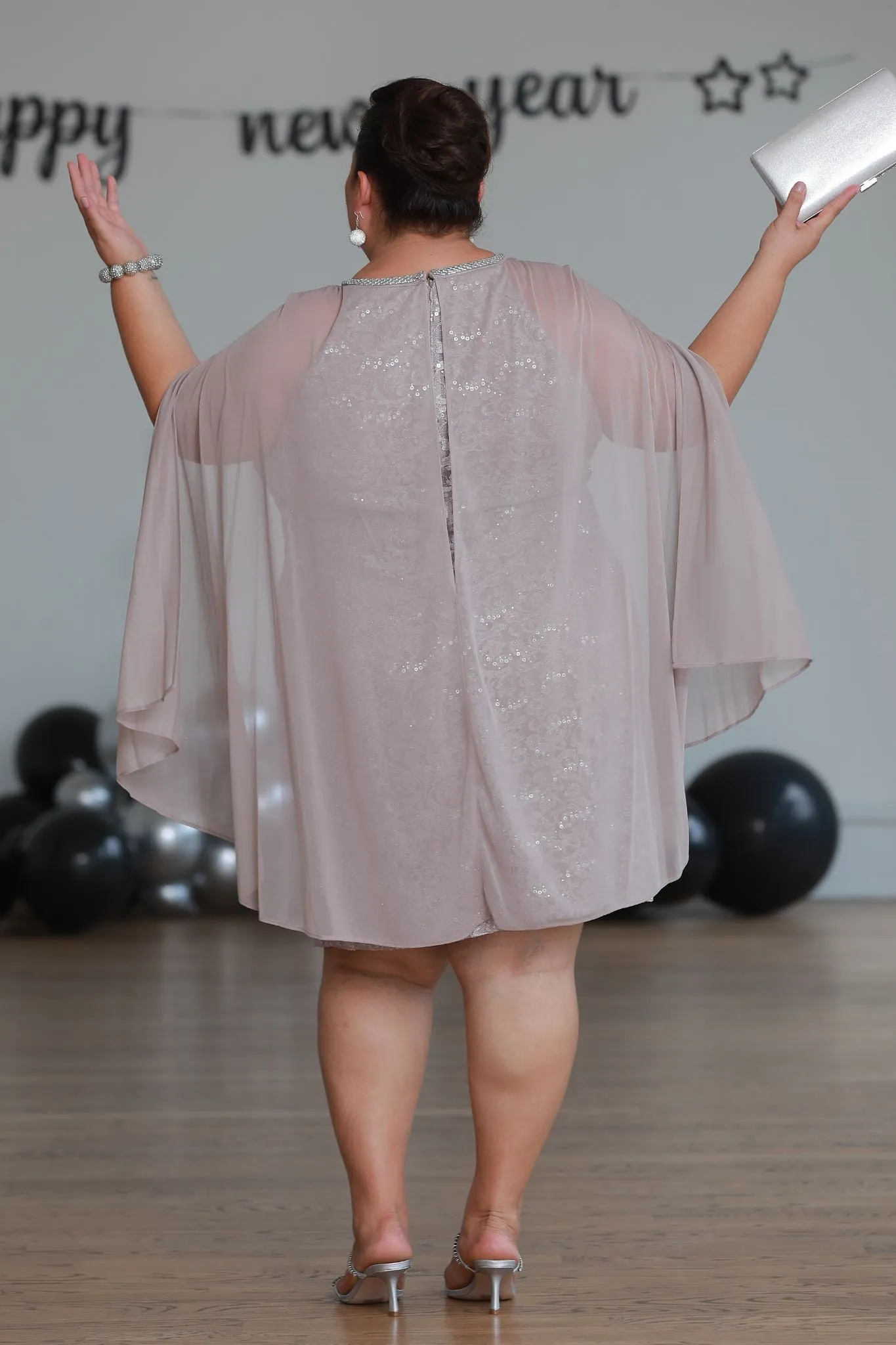 Women's Plus Size Cape Lace Cocktail Dress