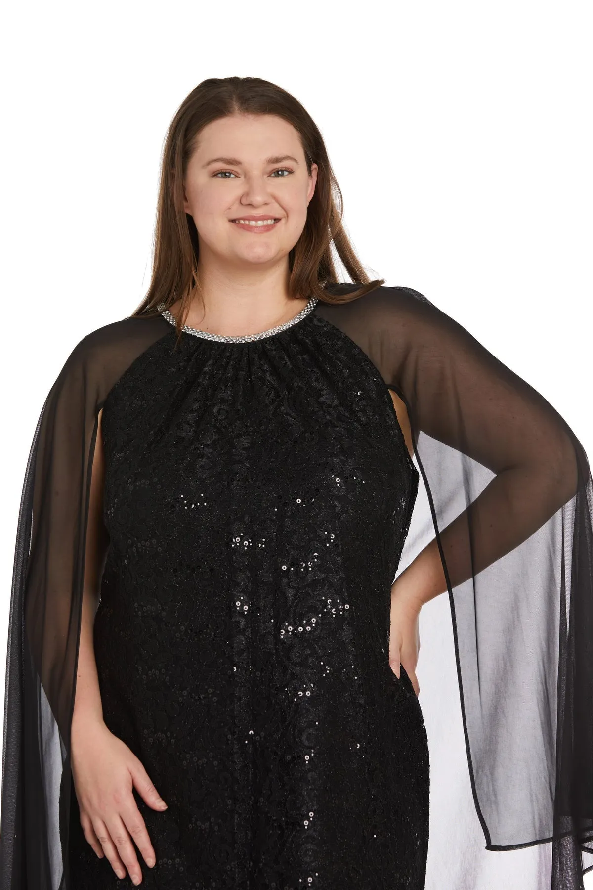 Women's Plus Size Cape Lace Cocktail Dress