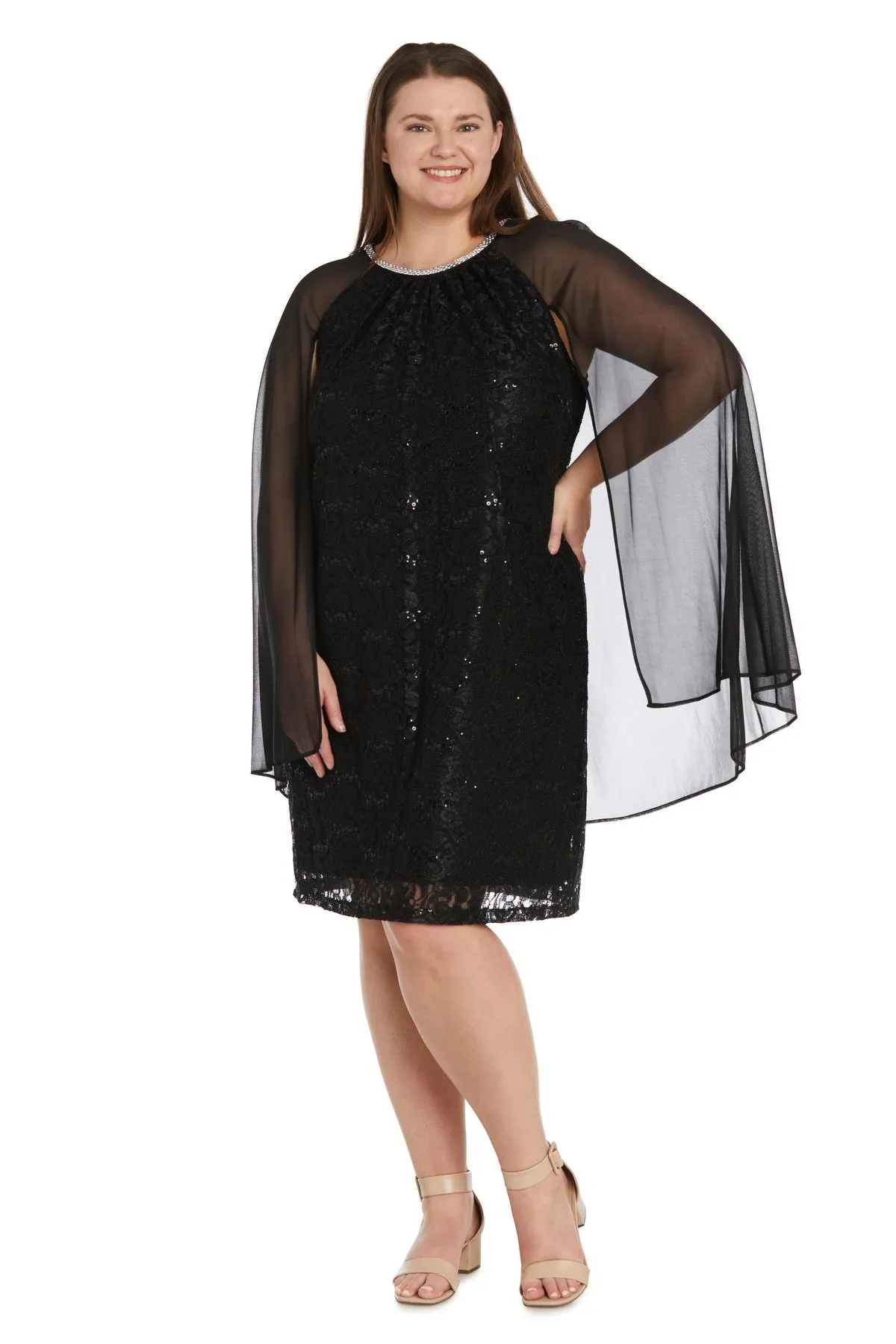 Women's Plus Size Cape Lace Cocktail Dress