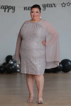 Women's Plus Size Cape Lace Cocktail Dress