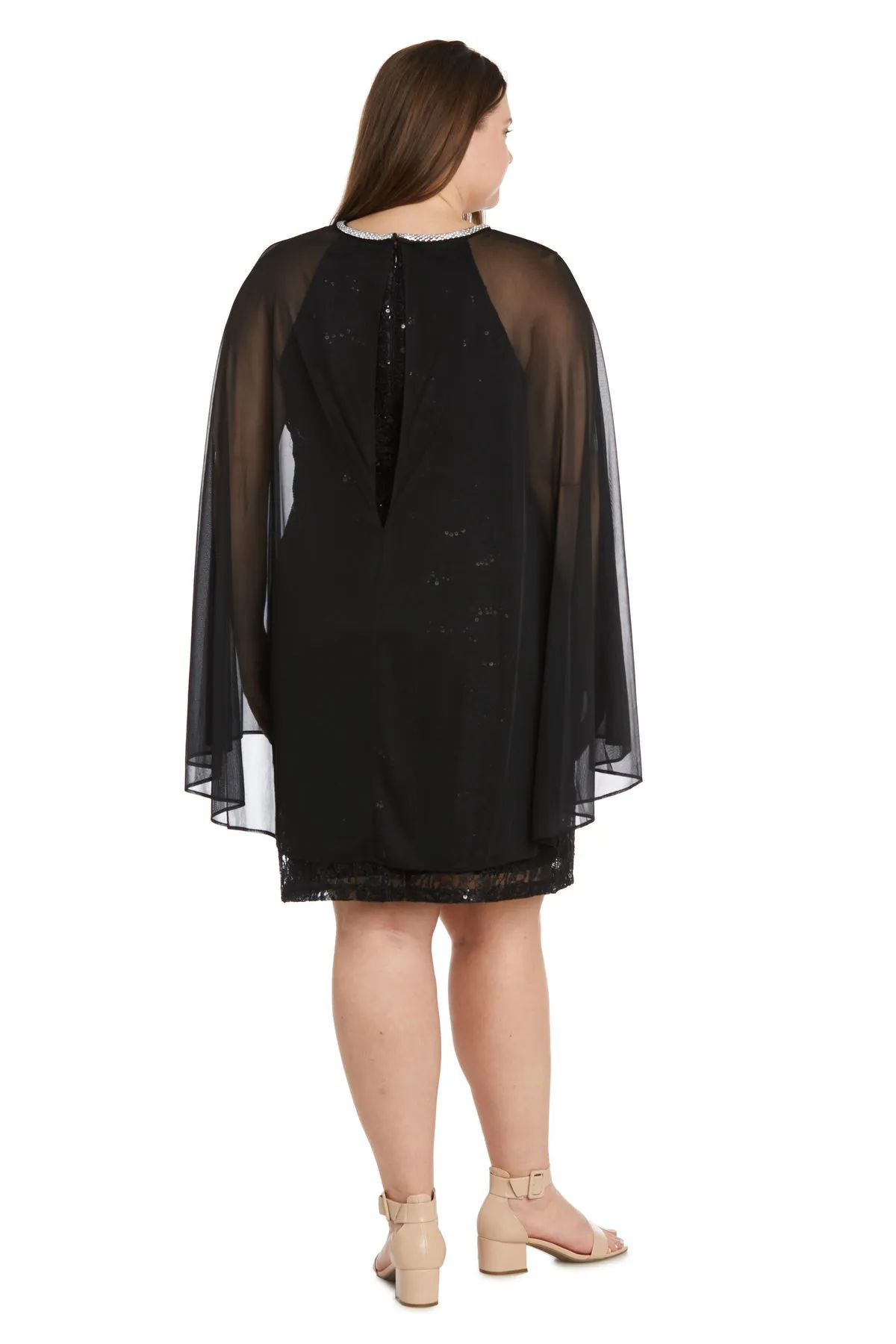 Women's Plus Size Cape Lace Cocktail Dress